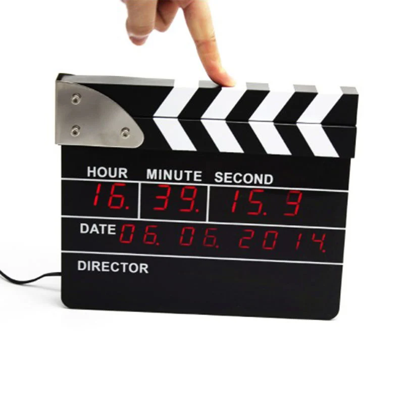 Movie Clapboard LED Calendar Table & Wall Mounted Dual Usages Alarm Clock