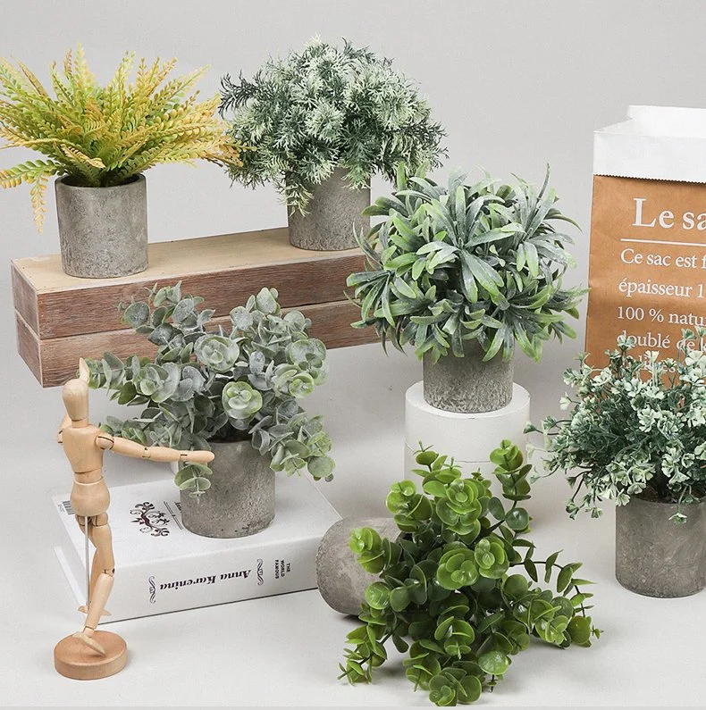 Planta de imitación con papel de la olla pequeña vegetación, la decoración para interiores Decorativos Home Office Amazon