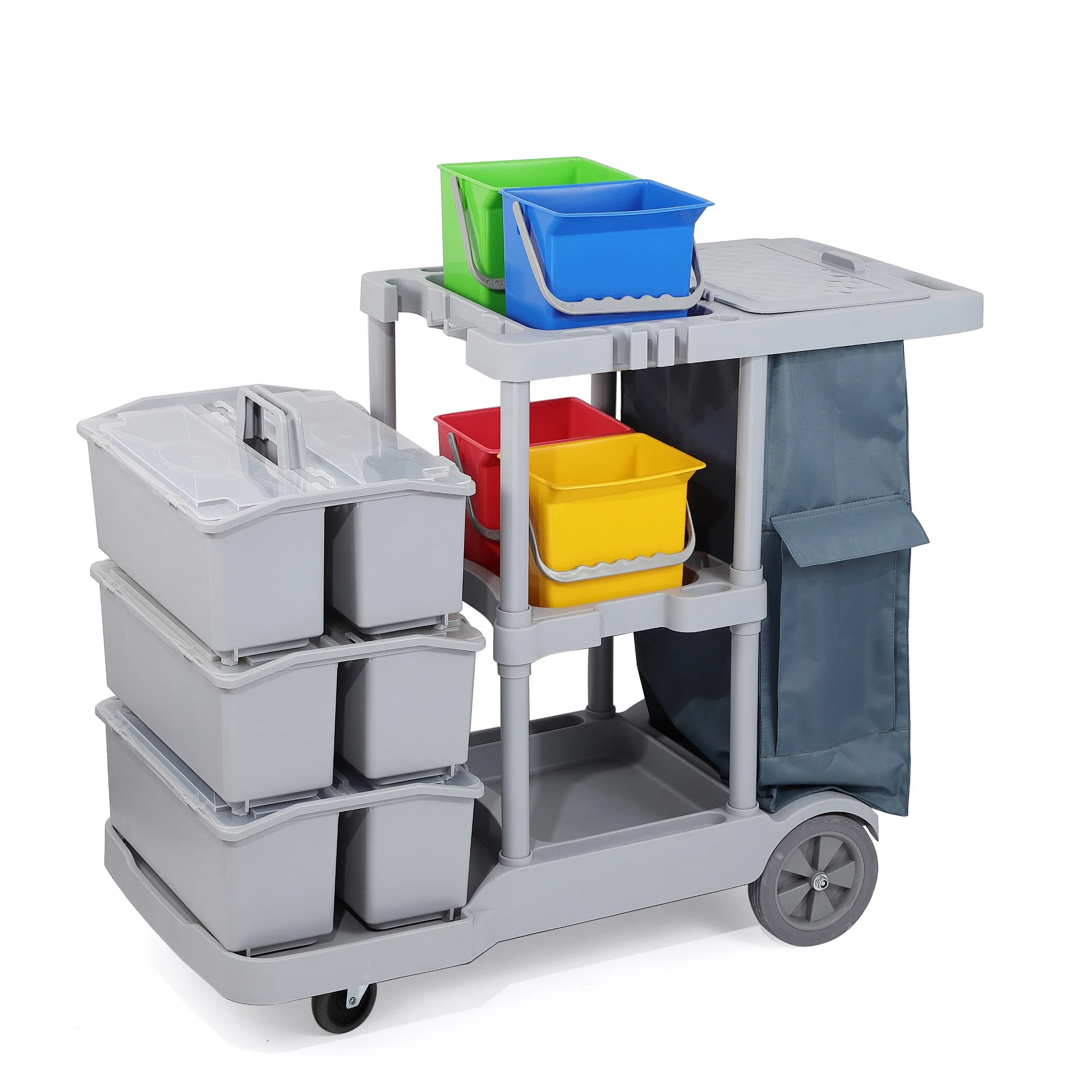 Multi Task Compact Solid Janitorial Cleaning Trolley Service Cart