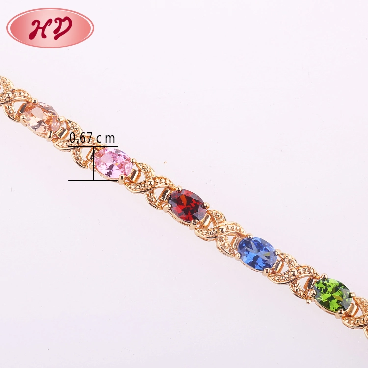 Moda Mujer elegante color oro 18K Joyería Pulsera de cadena con Crystal