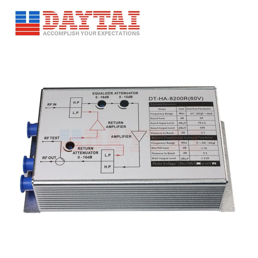 Câble d'appoint domestique FTTB CATV pour réseau d'intérieur amplificateur CATV RF pour maison Amplificateur CATV de retour de chambre de puissance 60 V.