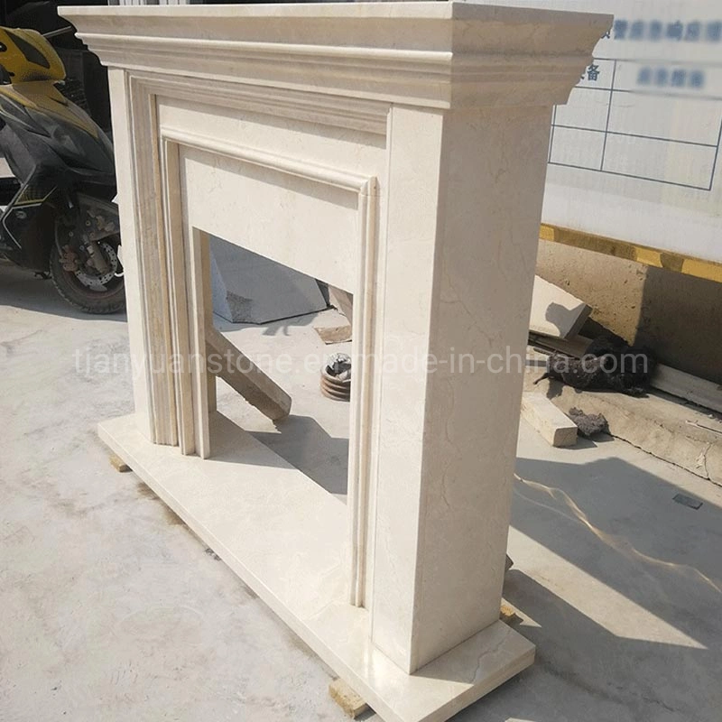 Beige Marble Fireplace Surrounds, Electric Fireplace, Outdoor Marble Fireplace