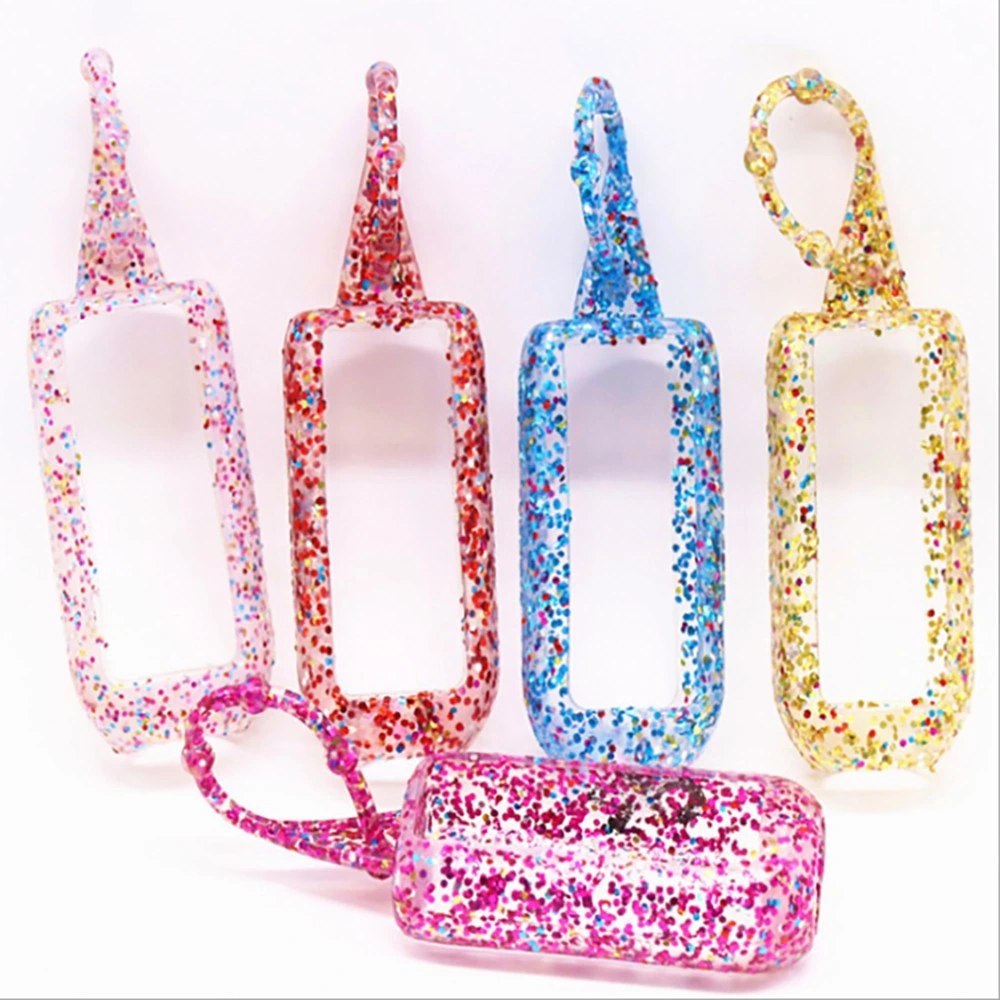 Portable Empty Bottles Hand Sanitizer Holder Cartoon 30ml Plastic Travel Bottles with Silicone Light Keychain Holder