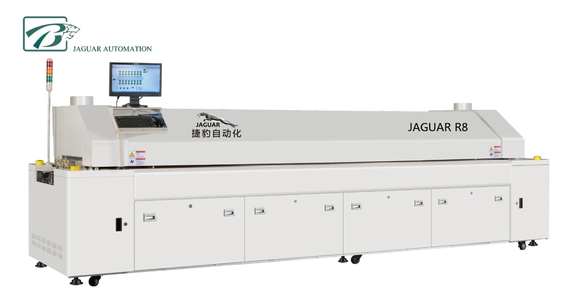 Estufa de soldadura LED de refluxo SMT das zonas de aquecimento Jaguar 8 para Linha de montagem PCB