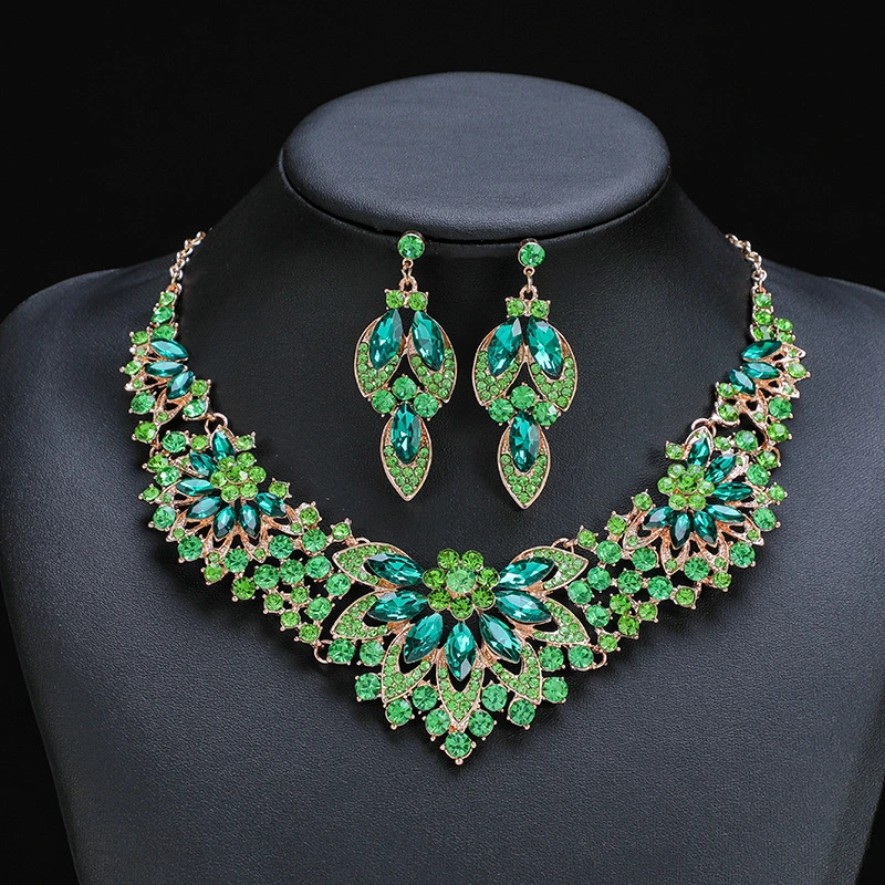 Necklace Earrings Set Leaves Flowers Bridal Wedding Jewelry Set Gift