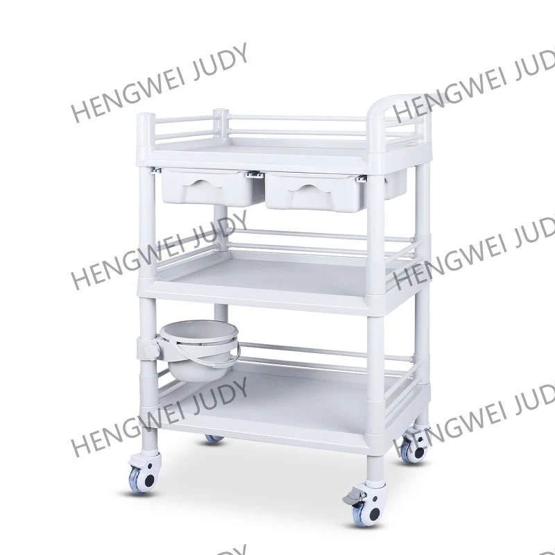 2 Layer Medical Instrument Trolley with Drawer for Clinic Hospital Use