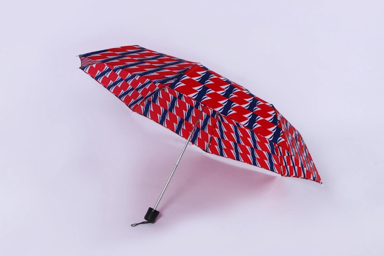 OEM and ODM Adjustable Polyester 3 Fold Print Small Double Layer Umbrella with Side Panel