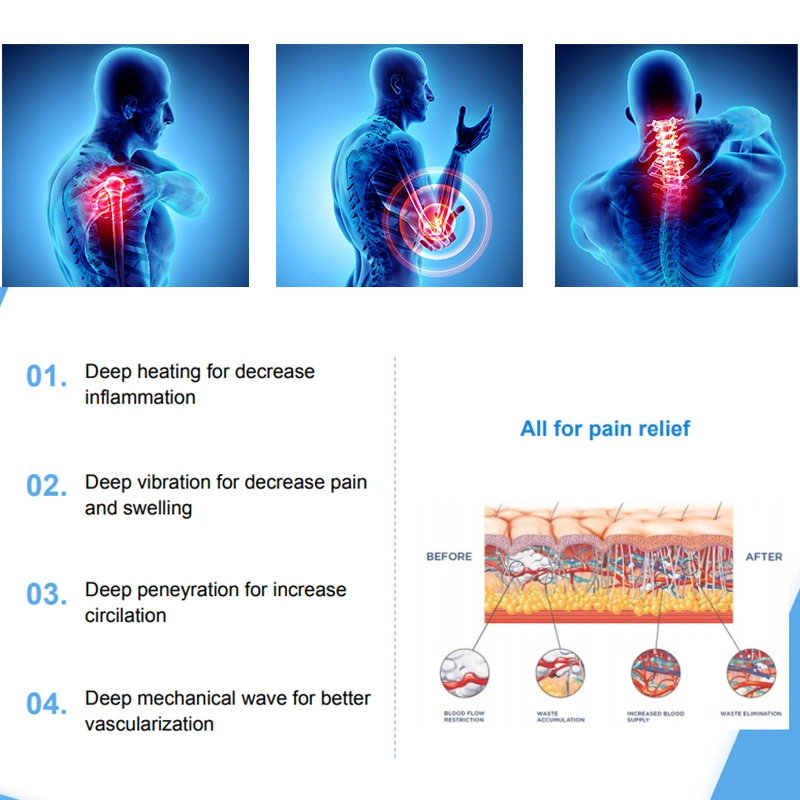 2 em 1 dispositivo físico de alívio da dor da terapia corporal Ultra Reabilitação de ondas Ultrasonic Equipamento de fisioterapia ultra-sónica