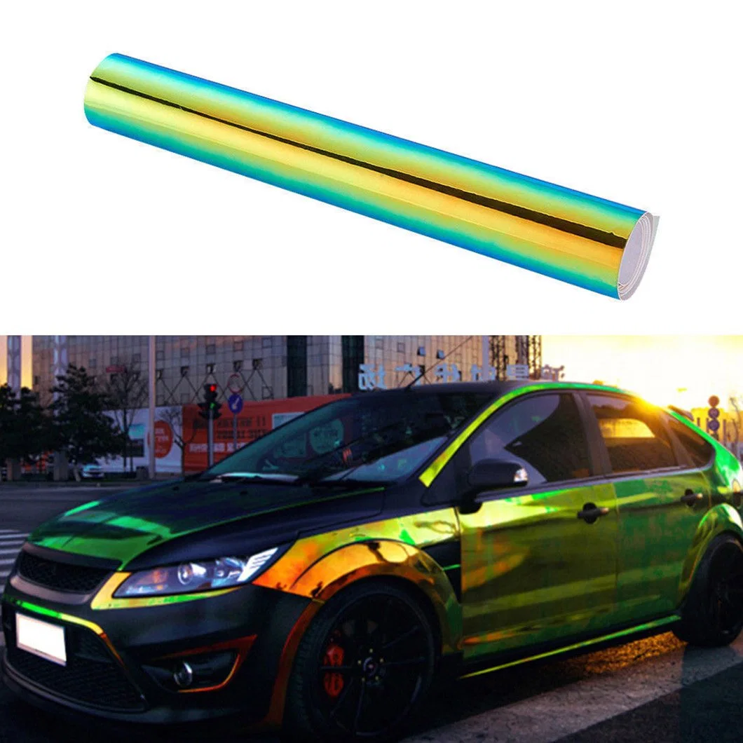 Holographic Rainbow Black Car Wrap Vinyl Film Air Release Adhesive