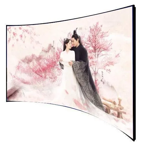 16: 9 Aluminum Cinema Curved Fixed Frame Projector Screen with Black Velvet