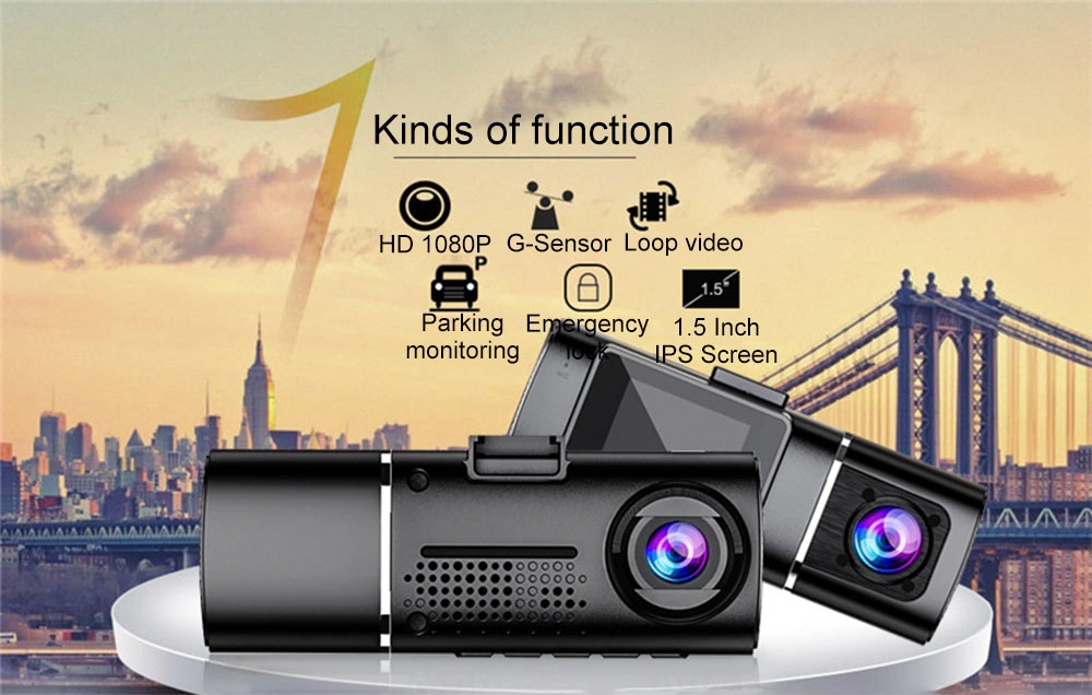 1080P 1.5 Inch Car Dash Cam DVR Dual Lens Camera Recorder Blackbox