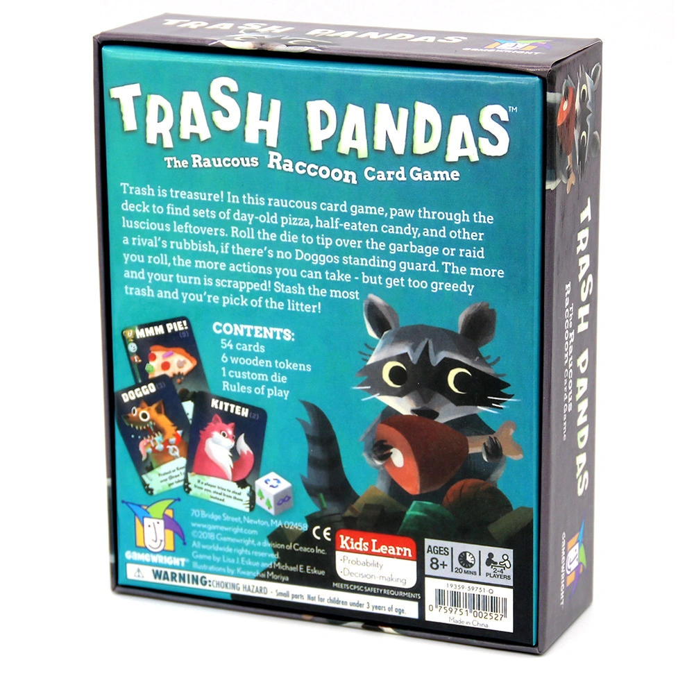 Versión en inglés de la Basura Panda estridente Raccoon Junta Tarjeta de Juego