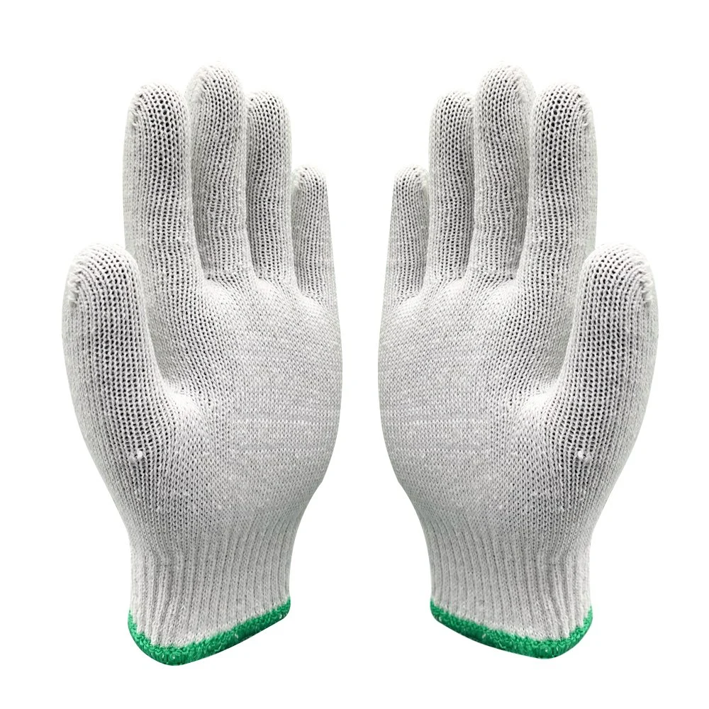 China Wholesale/Supplier Well Made Green Edge Safety Work Cotton Knitted Gloves