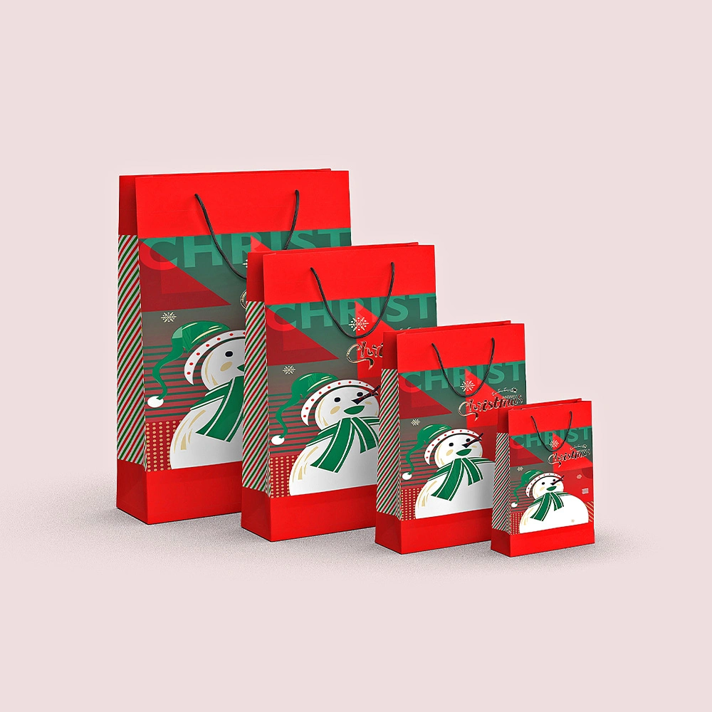 Benutzerdefinierte Karton Papier Verpackung Tasche Tote Geschenktasche mit Griff Aktions-Einkaufstasche für Seil für Weihnachten