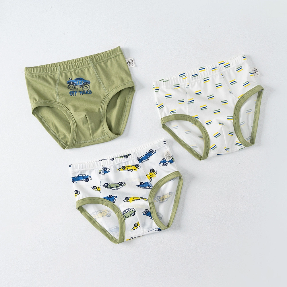 Children's Boys Underwear Breathable Comfortable Cotton Briefs Cartoon Dinosaur Shorts Three-Piece Underpants