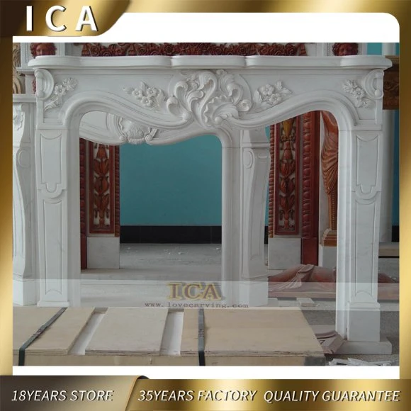 Modern Design Classical Style Stone White Marble Fireplace