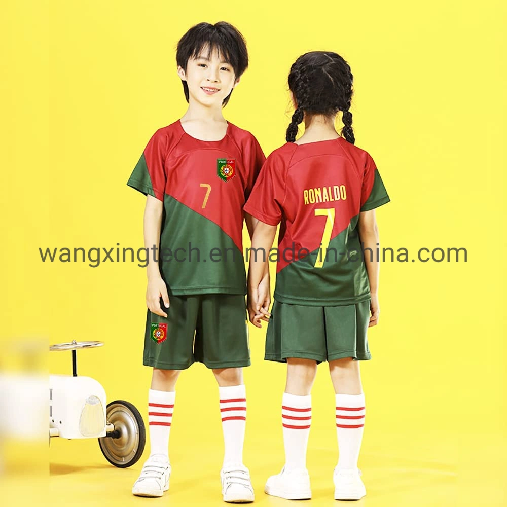 Kids Portugal Soccer Jersey+Shorts 2022 World Legend #7 Football Team Sports Fan Shirts Kit for Boys/Girl