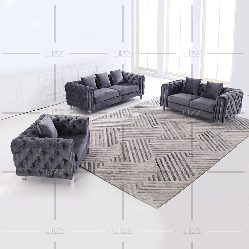 Dubai Sofa Furniture Luxury Modern Chesterfield Living Room Velvet Fabric Sofa