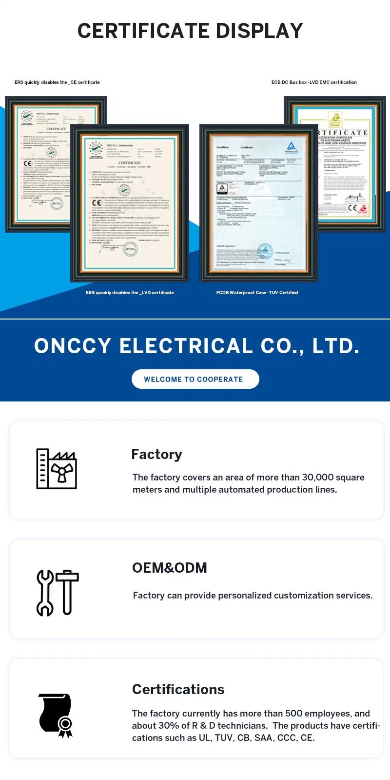 Onccy AC seccionadora sob carga do Interruptor de Desconexão 500V para 1000V