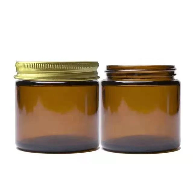 Venda por grosso 4oz 120ml vazio de vidro âmbar Jar Pacote Cosméticos com ouro a tampa de metal