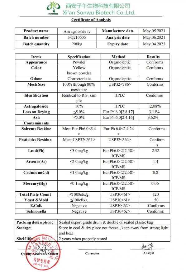 Sonwu Versorgung Astragalus Extrakt Astragalside IV