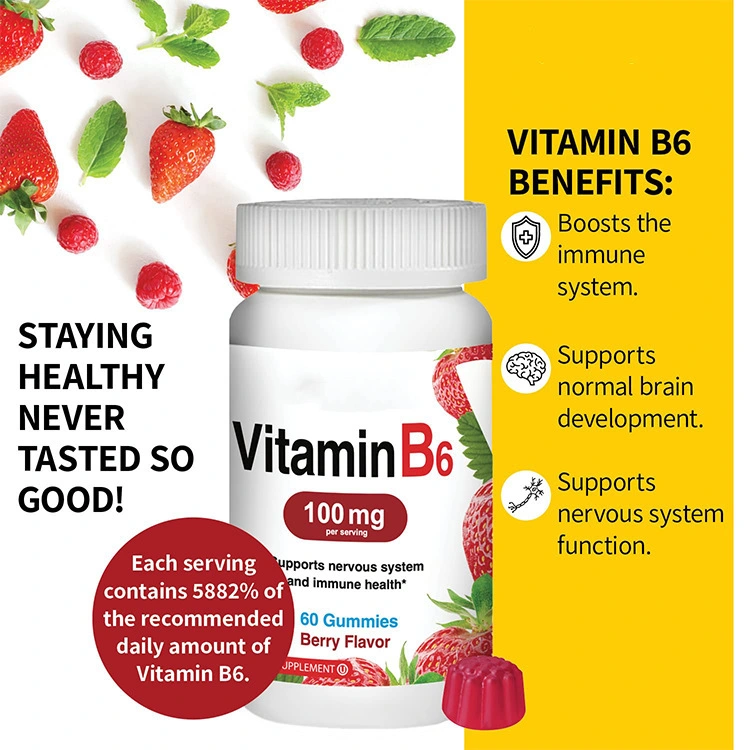 OEM Customized Private Label Vitamin B6 Gummies Food Supplement