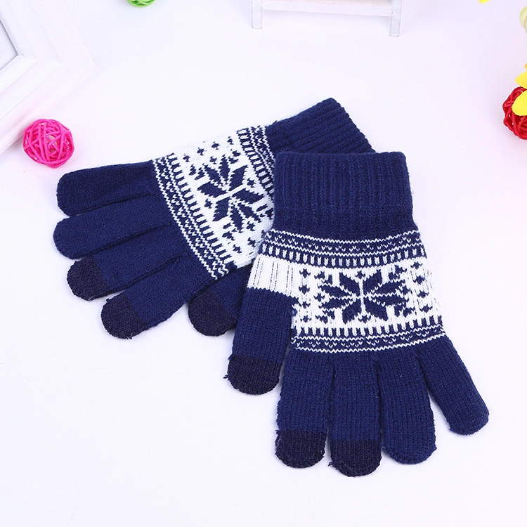 Winter Warm Touch Screen Knit Magic Gloves Snowflake Jacquard Holiday Men Women