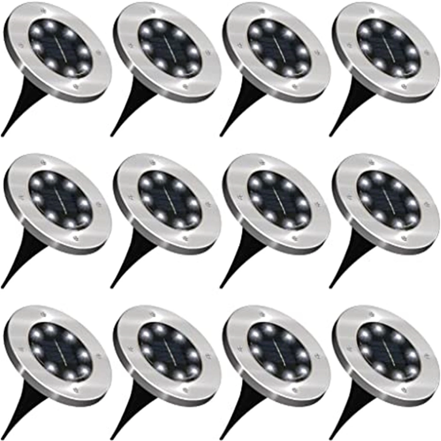 8LED Stainless Steel Lawn Light Outside Inground Recessed Solar Lamp