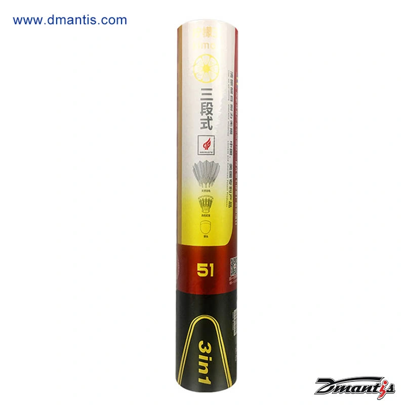 Dmantis Yellow Color 3in1 Natural Goose Feather Badminton Shuttlecock