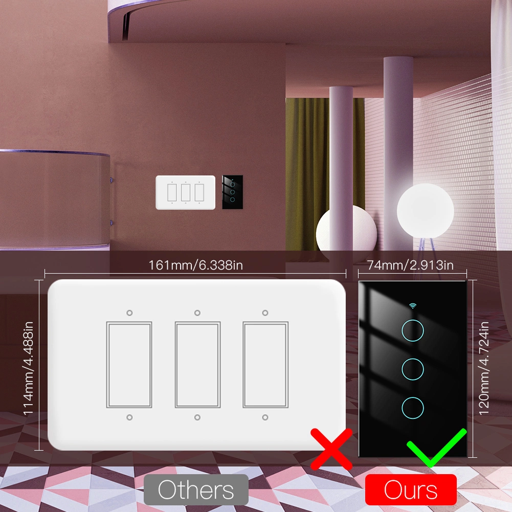 N+L Neutral Live Wire Tuya Smart Switch WiFi RF433 Light Wall Switches Smartlife APP Wireless Remote Control Timer Acho Google Home Voice Control Moes Factory