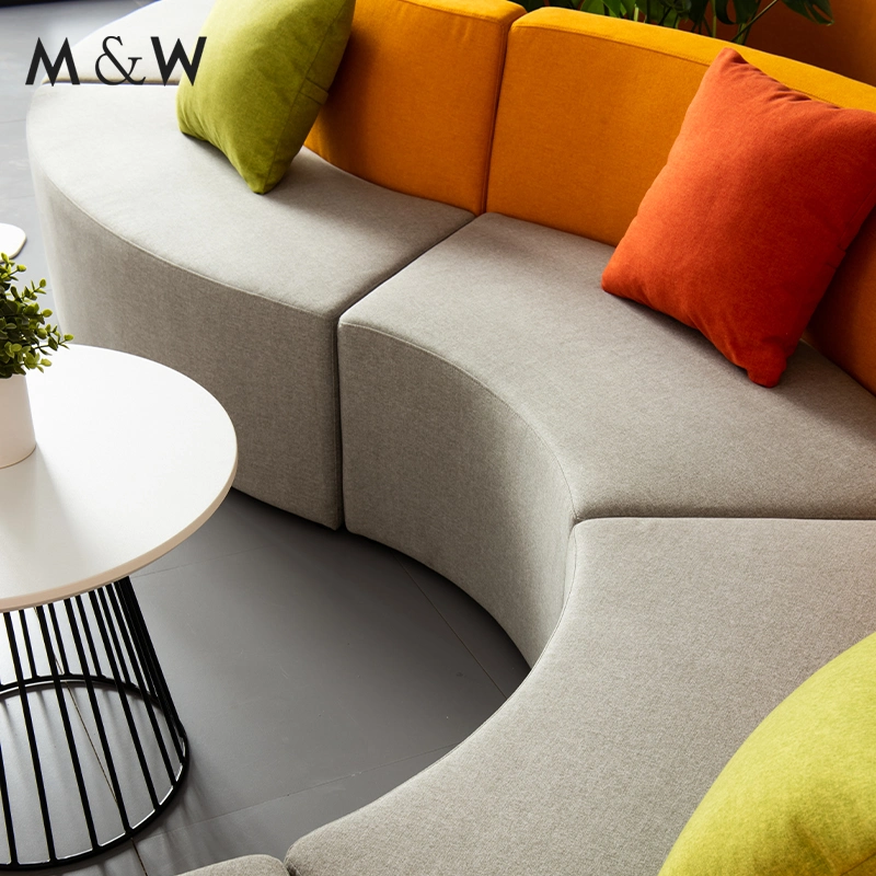 M&W Free Combination Infinite Extension S-Shaped Fabric Curved Office Reception Lobby Sofa Set Design