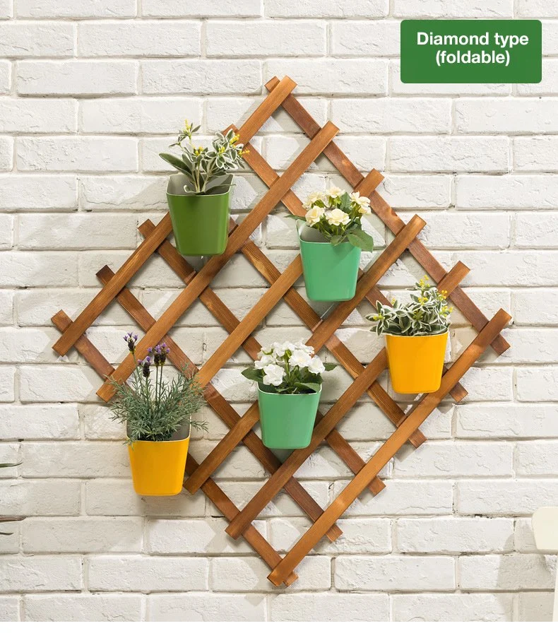 Durable Diamond Wall Hanging Flower Rack Solid Wood Space Saving Decoration Living Room DDP Philippines