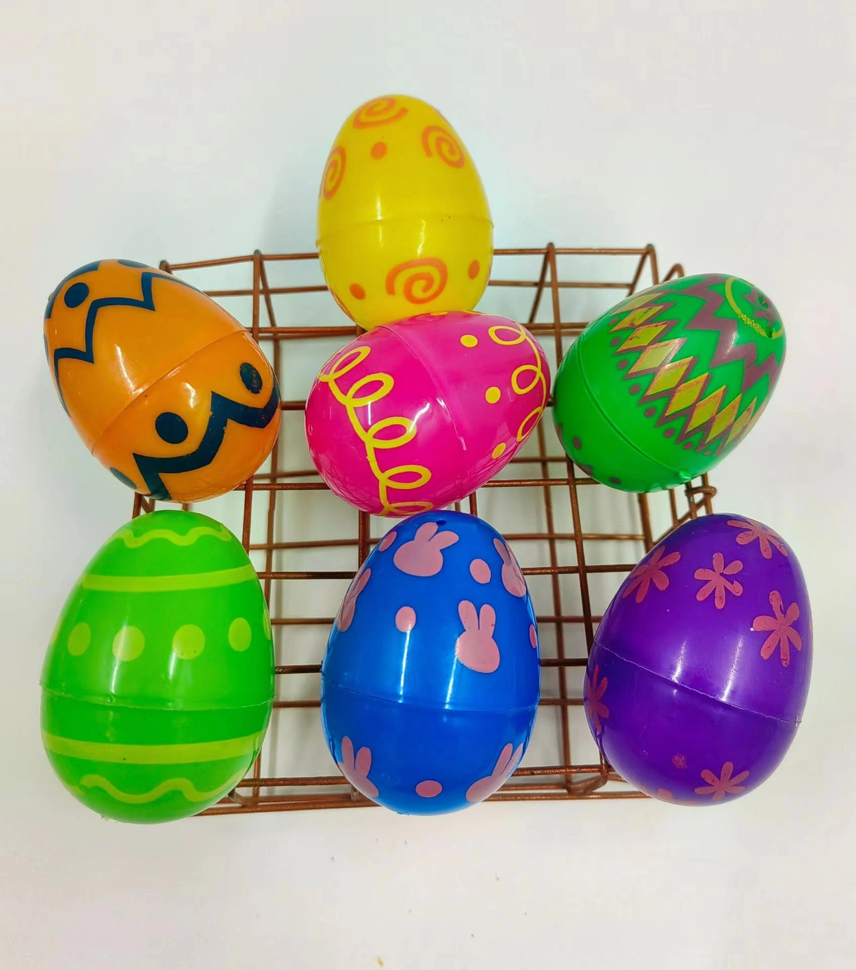 Пользовательские Ruunjoy оптовой пасхальных яиц пластика Блестящие цветные лаки DIY рад пасхальных яиц, конфеты и игрушки фестиваль группа украшения