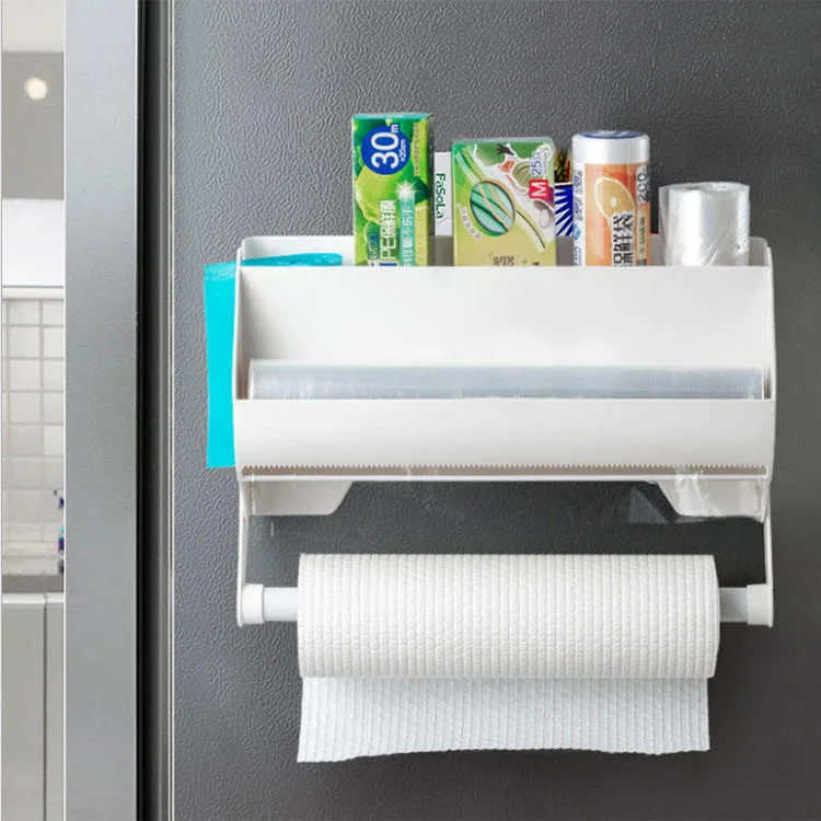 Wall Mount Sauce Bottle Storage Kitchen Roll Holder Dispenser for Cling Film and Foil