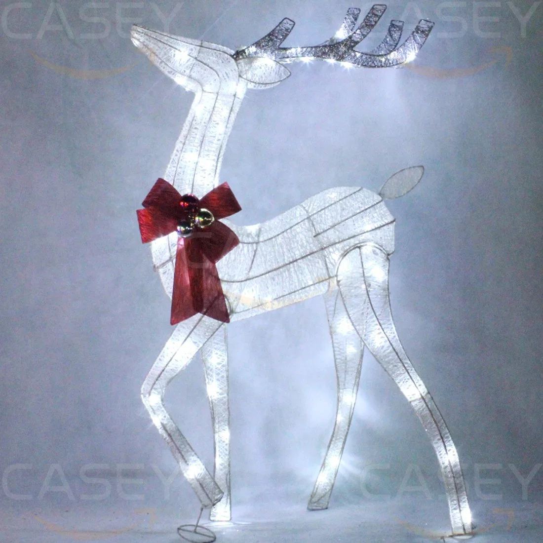 Large Lighte Deer Family Set Outdoor Christmas Decoration with LED Lights Gold Twinkling Holiday Ornaments Yard Decor for Home Lawn and Front Yard