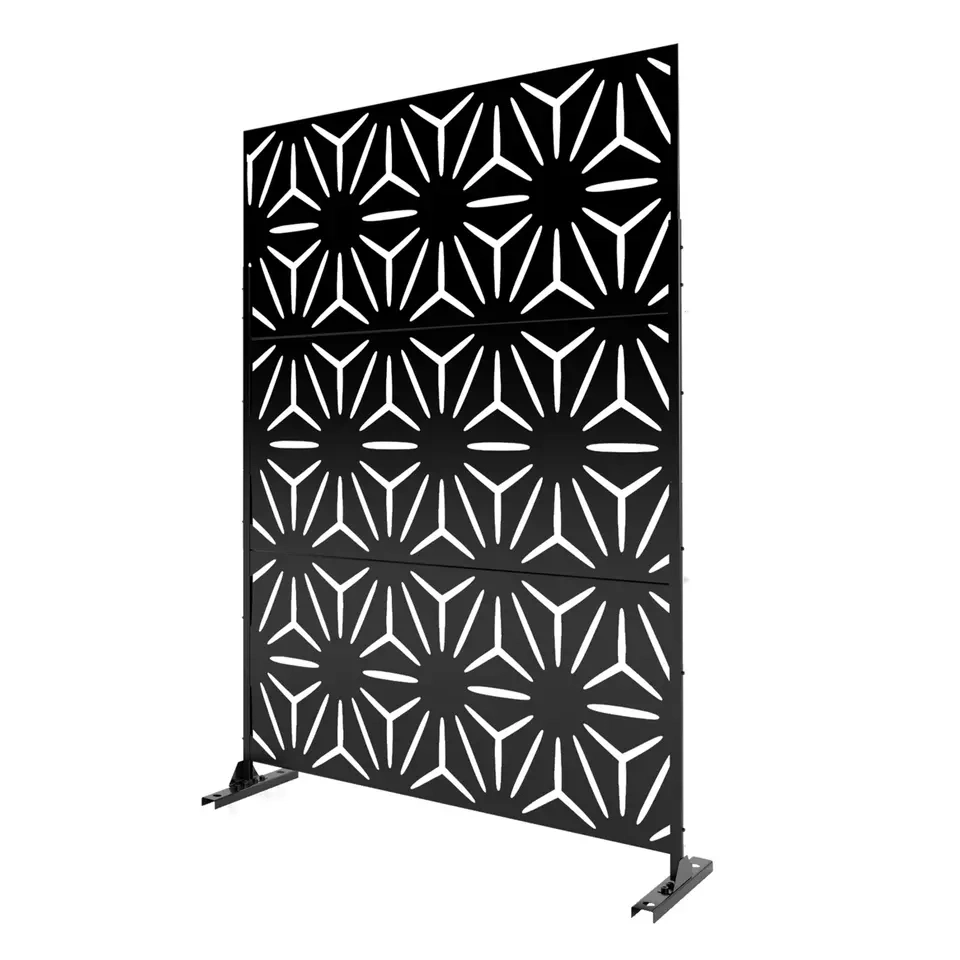 Aluminum Fence Large Retangle Carving Hollow-out Metal PVDF Coating Folding Screen Partition for Living Room