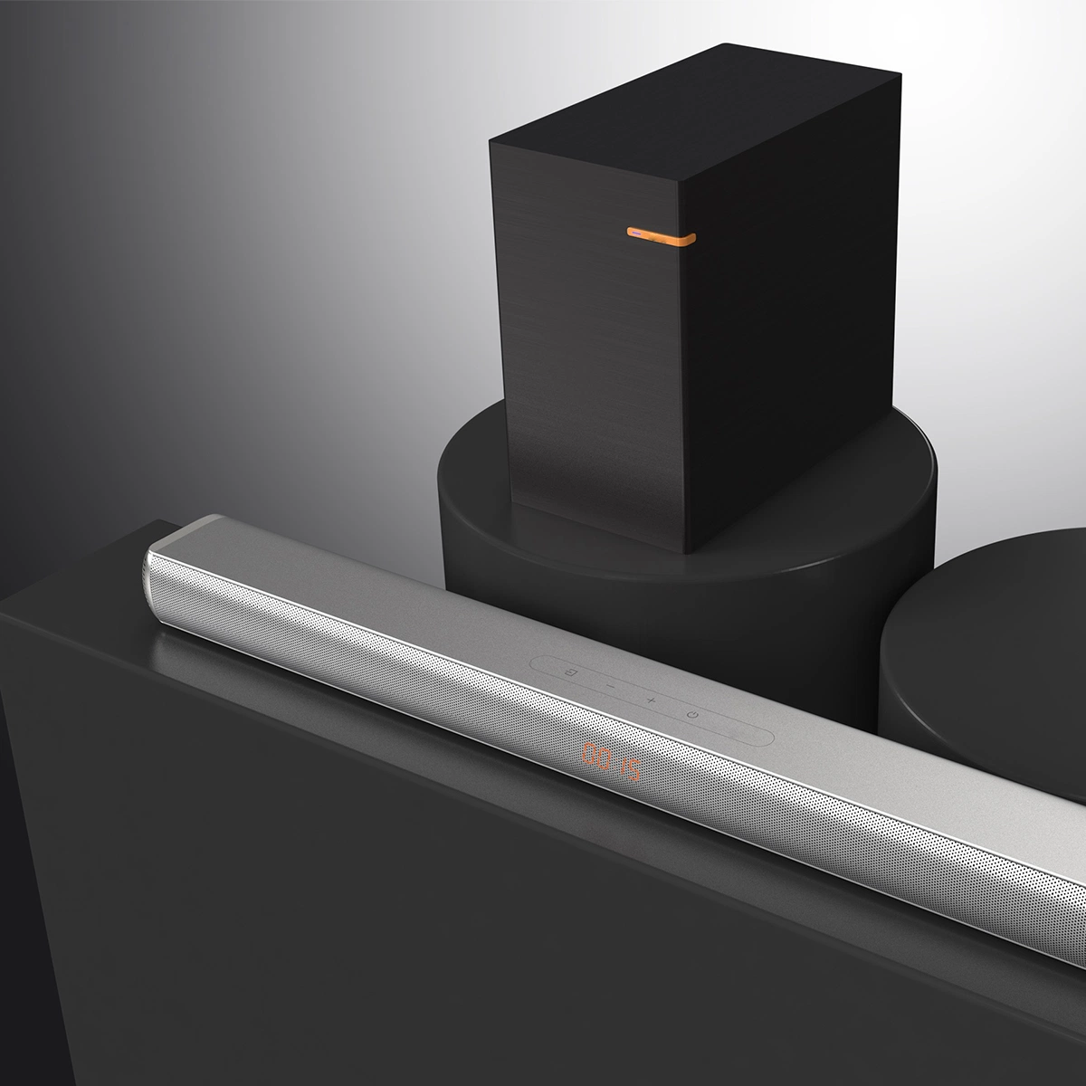 O Bluetooth do sistema de som para alto-falante inicial de Home Theater Soundbar com Wireless subwoofer de madeira