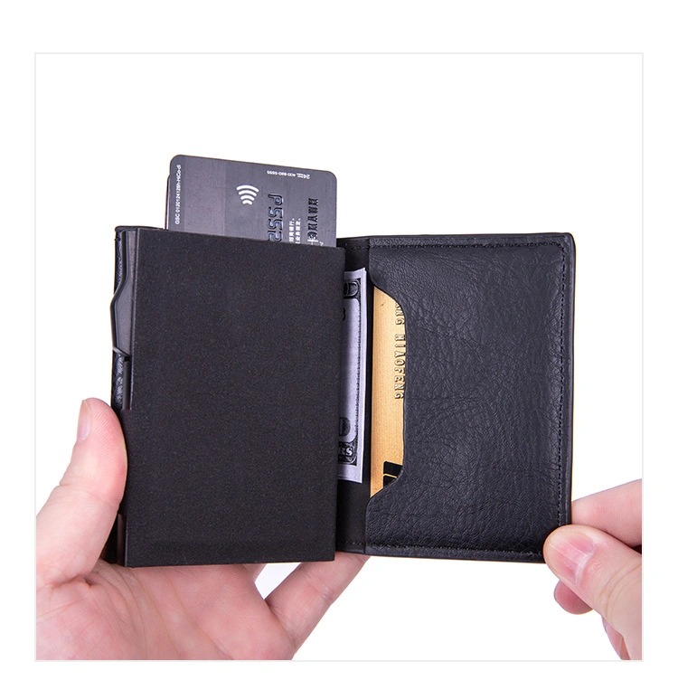 PU Leather Pop up Wallet RFID Blocking Slim Minimalist Credit Card Holder