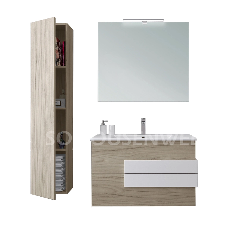 Wall Mounted High Gloss Painted Bathroom Furniture with LED Mirror