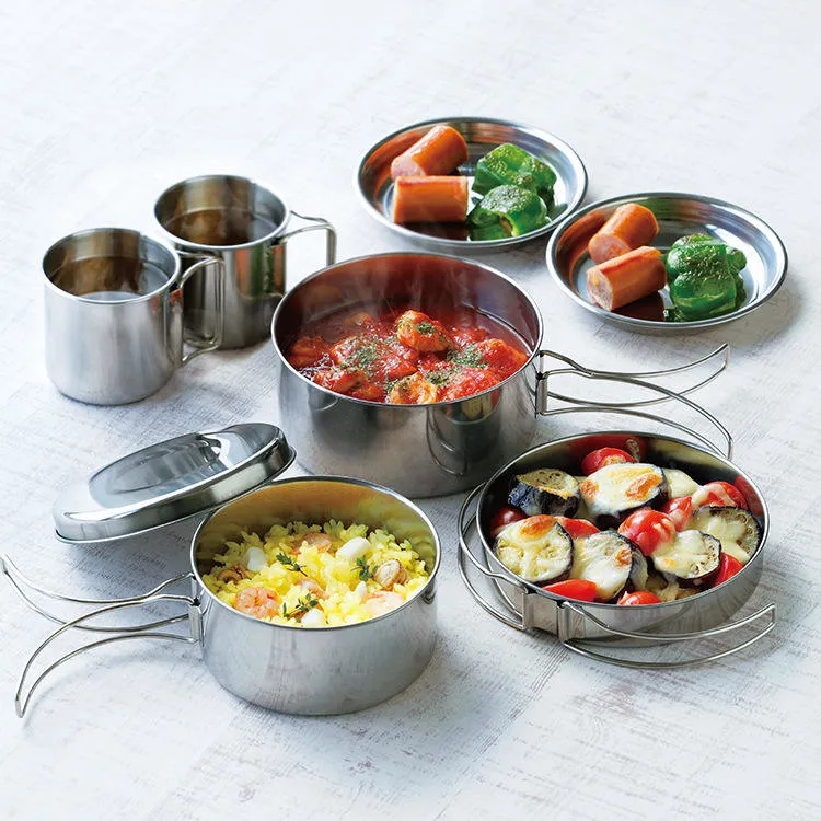 Wholesale/Supplier Hiking Accessory Cooking Pot Set Stainless Steel Outdoor Camping Cookware