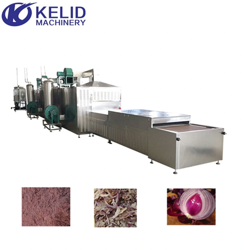 Machine de séchage et de stérilisation au micro-ondes pour la poudre d'oignon rouge assaisonnement alimentaire de ceinture de tunnel