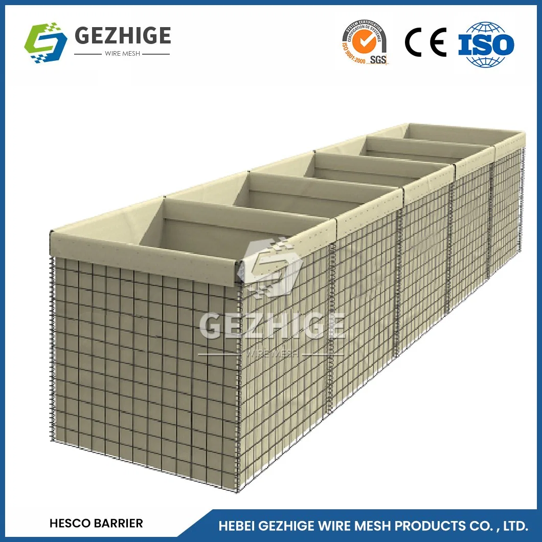 Gezhige 2.0-4.0mm de espesor de la Cesta de alambre galvanizado Gabion proveedores Zinc-Aluminum Gabion Verde PP Bolsa China altamente personalizable Mili-Tary Explosion-Proof Net