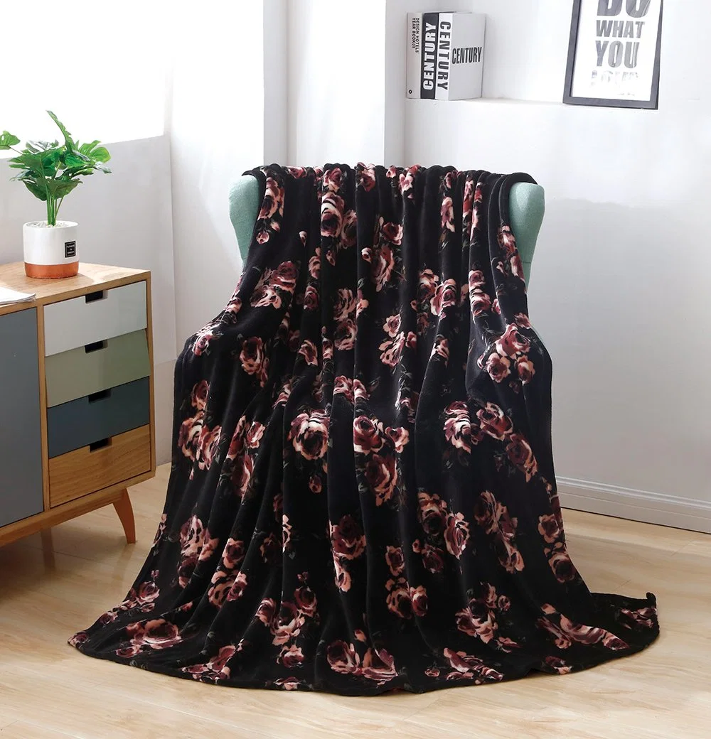 100% Polyester Ultra Plush Printed Flannel Fleece Solid Throw Cheap Blanket