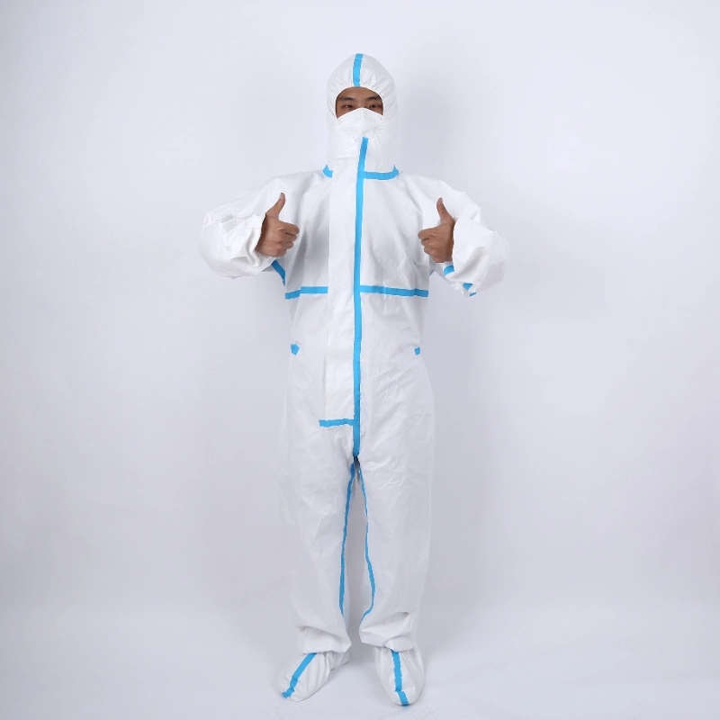 Safety Suit En14126 Disposable Coverall Suit Microporous Waterproof and Breathable Protective Clothing