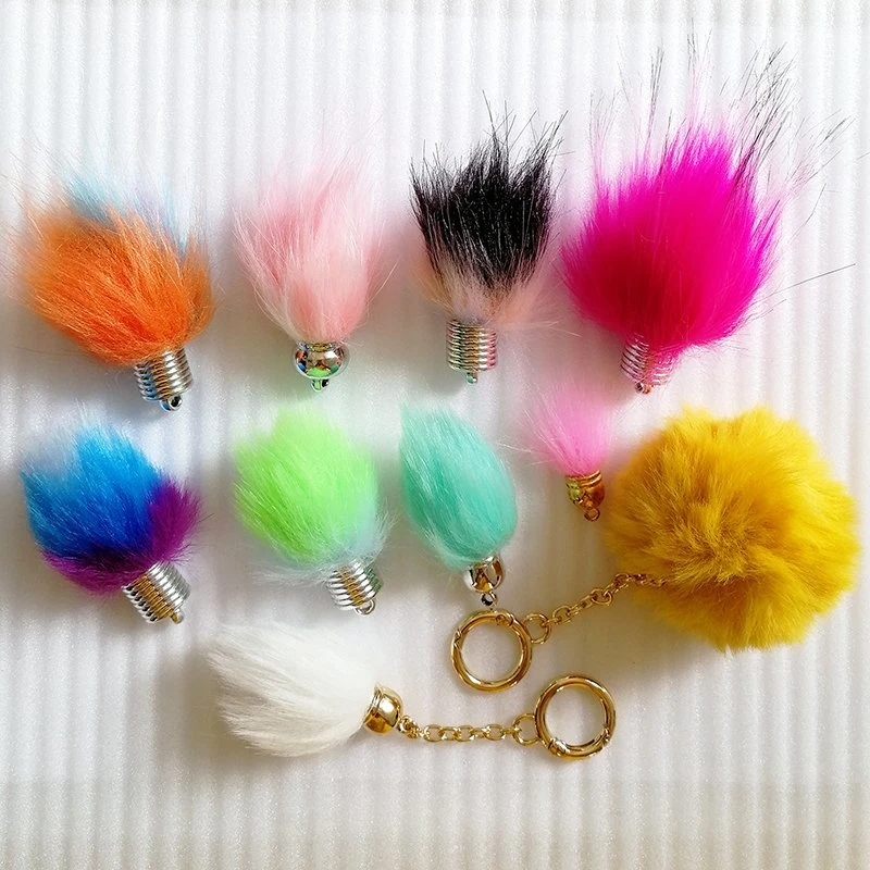 Full Colors Fashion Pompon Cute Puffy Plush Rabbit Fluffy Fur Balls Pompom POM Keychain