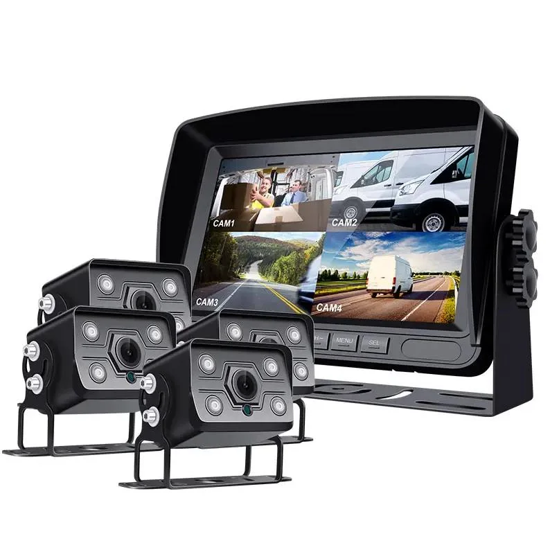 7inch Ahd Car Monitor Syestem Build-in Recorder DVR with 4PCS Camera for Truck