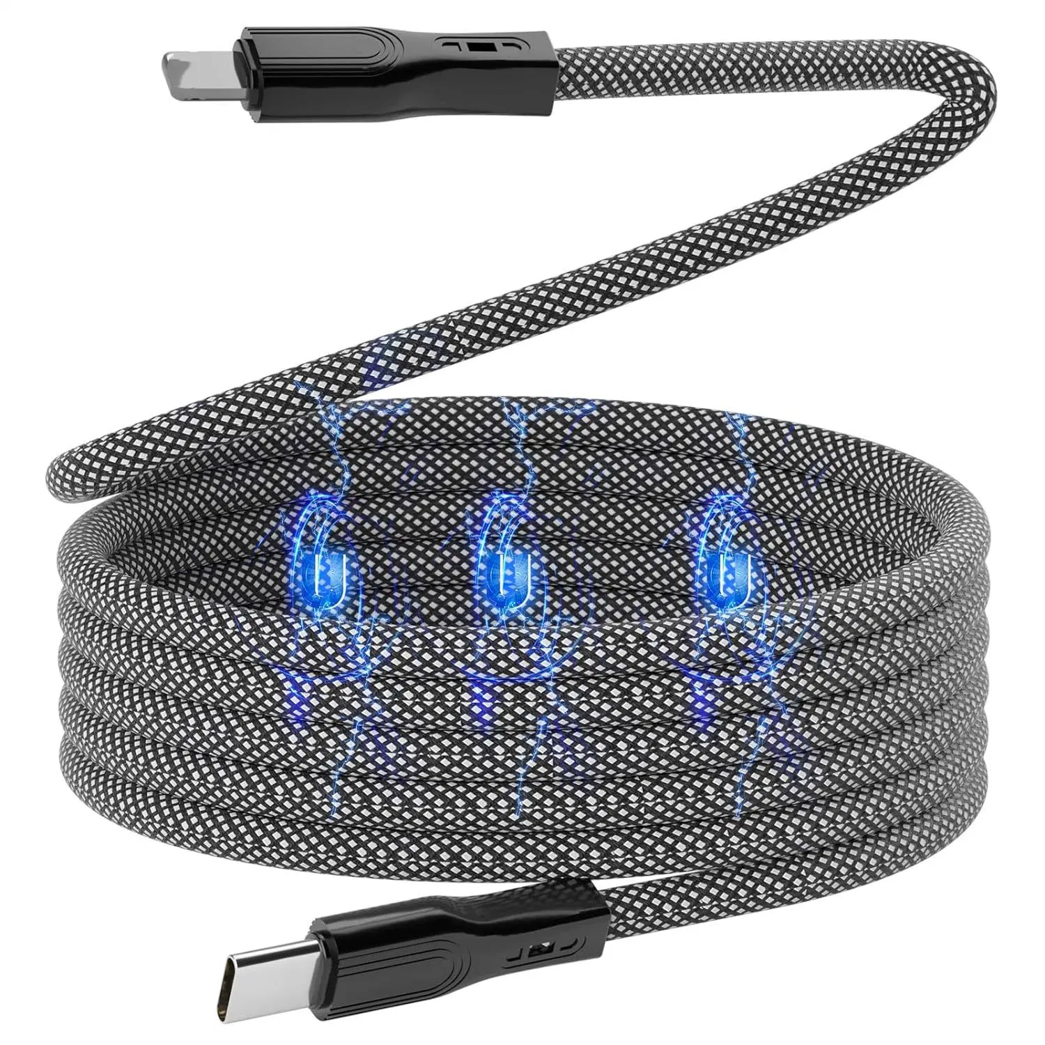 Carregador de cabo USB a para USB C magnético tipo C. Cabos de carregamento rápido com íman para cabos PD 100W 66 W 27 W. Cabo de carregamento super