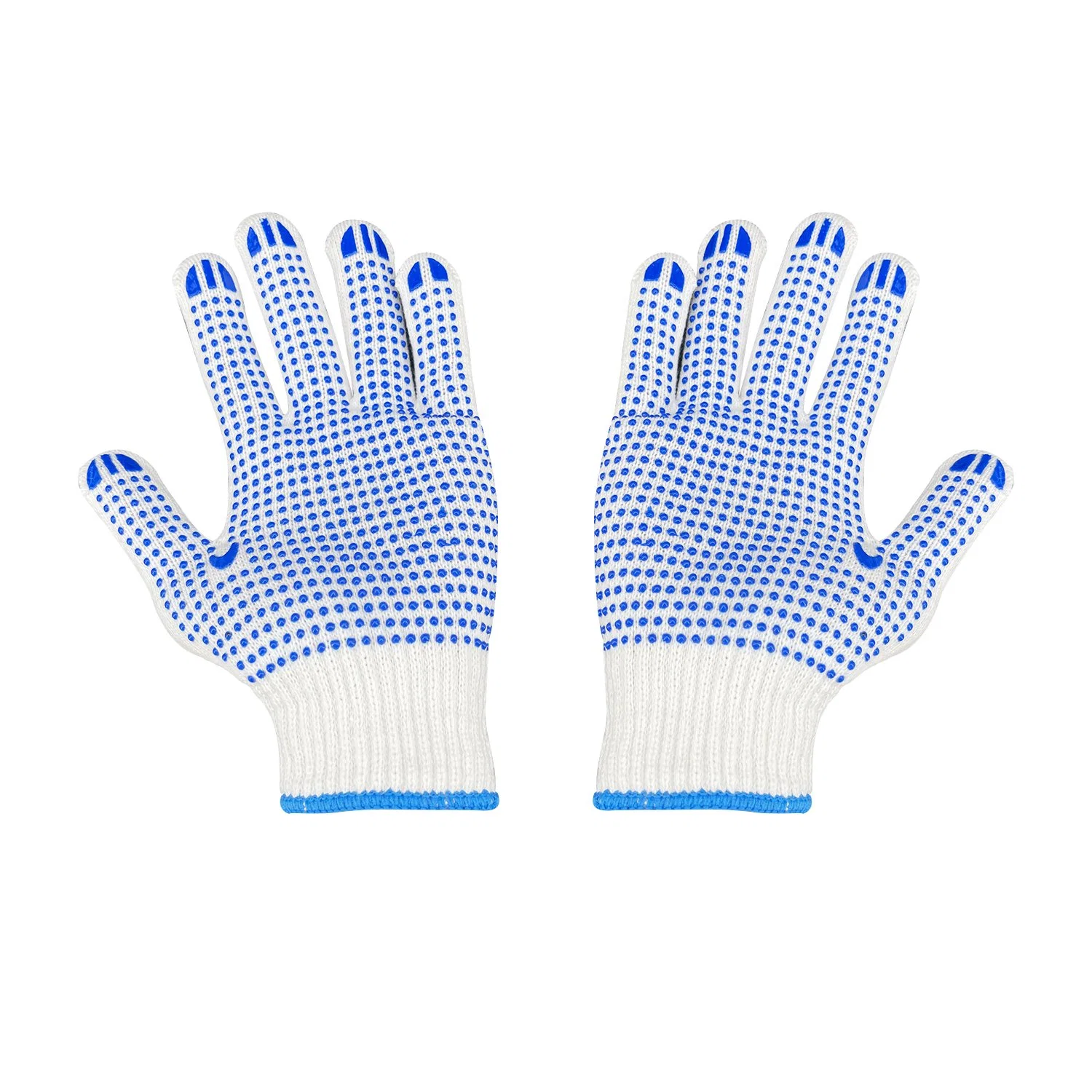 Vente chaude de coton tricot chaîne latérale unique transparente en PVC Gants Dots