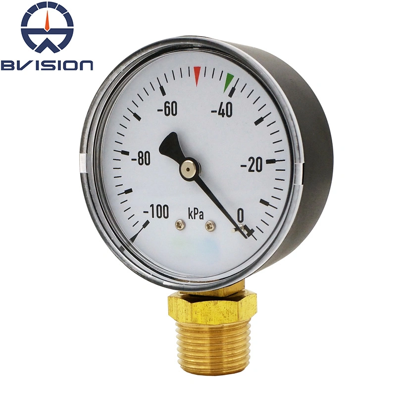 Y60A 2.5" -100kpa Black Plastic Case Vacuum Negative Pressure Gauge with Big Brass Connector