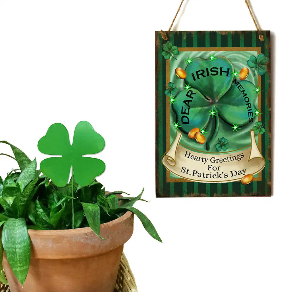 Decorative Irish Day Four Leaf Grass Party Hanging Board